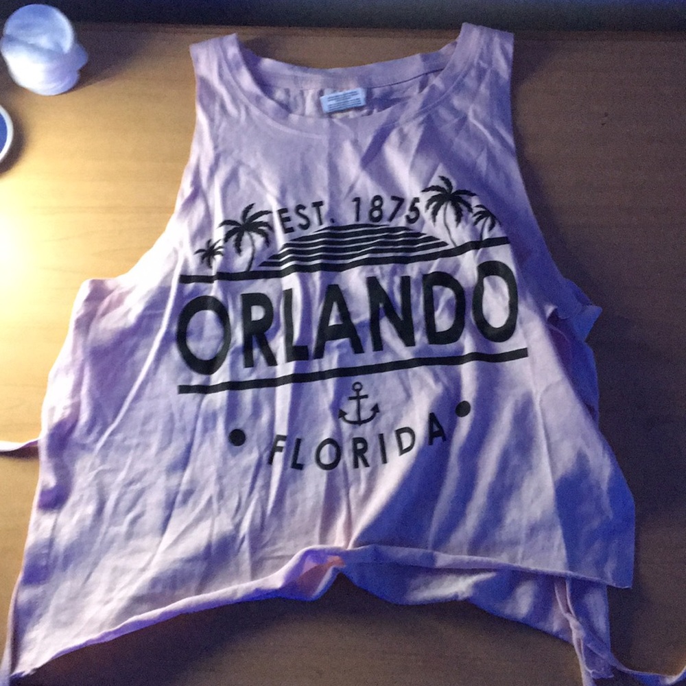 A pink no sleeve Orlando shirt